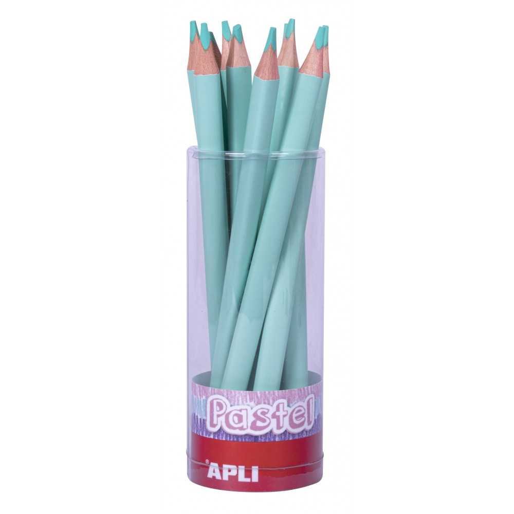 Tubo 18 Lápices Jumbo de Color Verde Pastel Apli 18058 Compraetiquetas