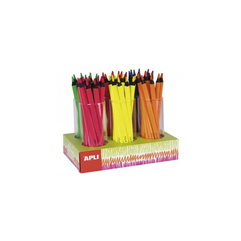 Pack 108 Colores de Madera Color Flúor Jumbo Triangulares Apli 17502 Compraetiquetas