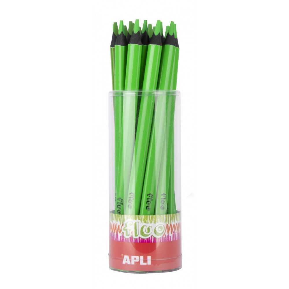 Tubo 18 Lápices Jumbo Color Verde Fluor Apli 17506 Compraetiquetas