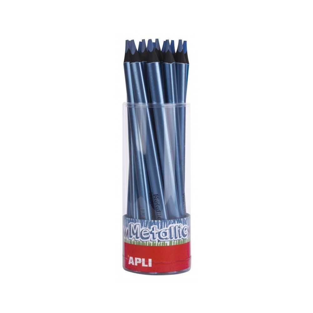 Tubo 18 Lápices Jumbo Color Azul Metalizado Apli 17512 COMPRAETIQUETAS