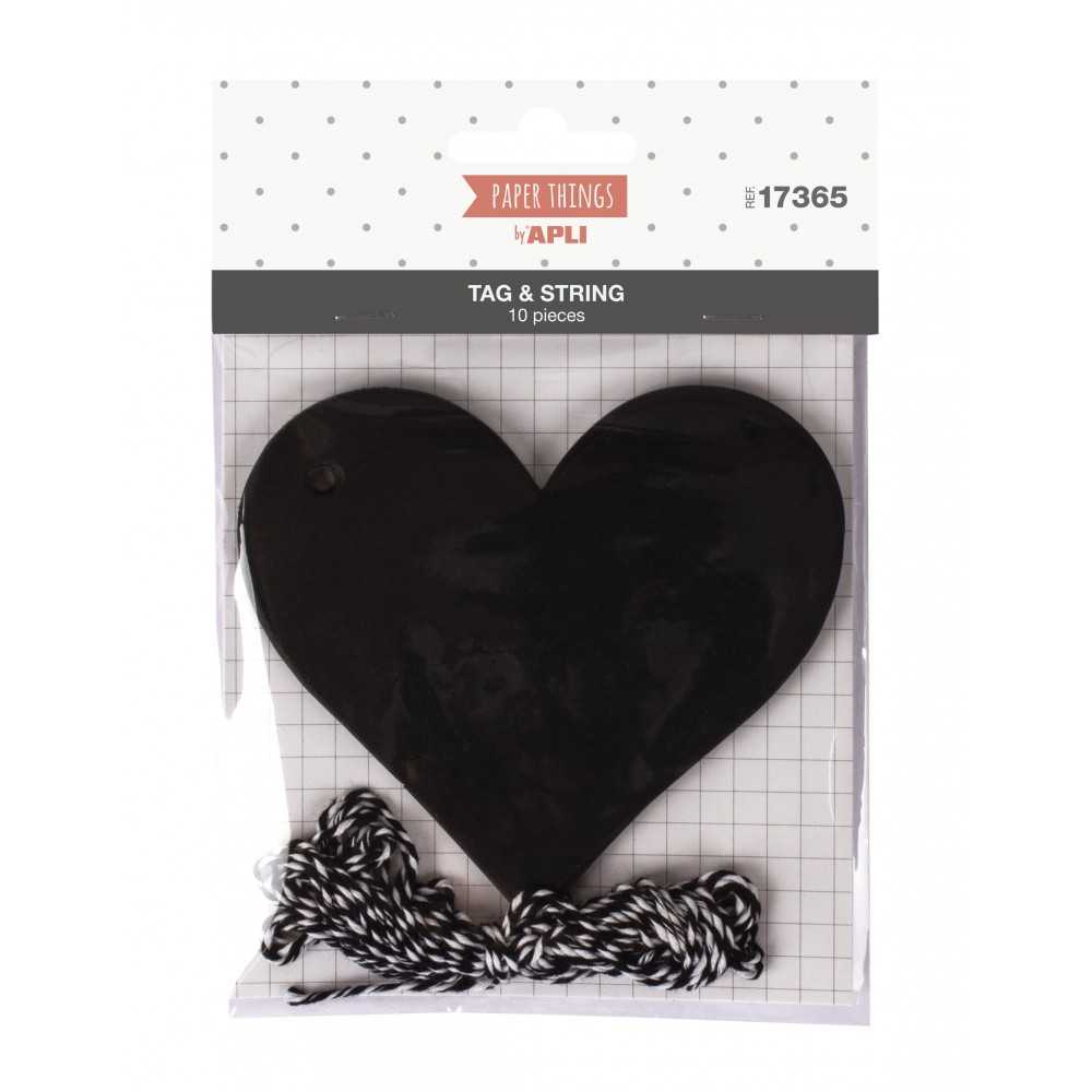 Etiquetas Colgantes Color Negro Forma Corazón Apli 17365