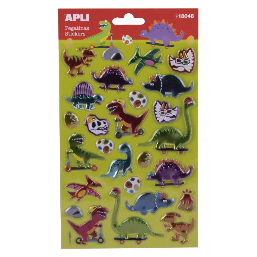 Apli 18048 Pegatinas Efecto Metalizado Dinosaurios 1 Hoja