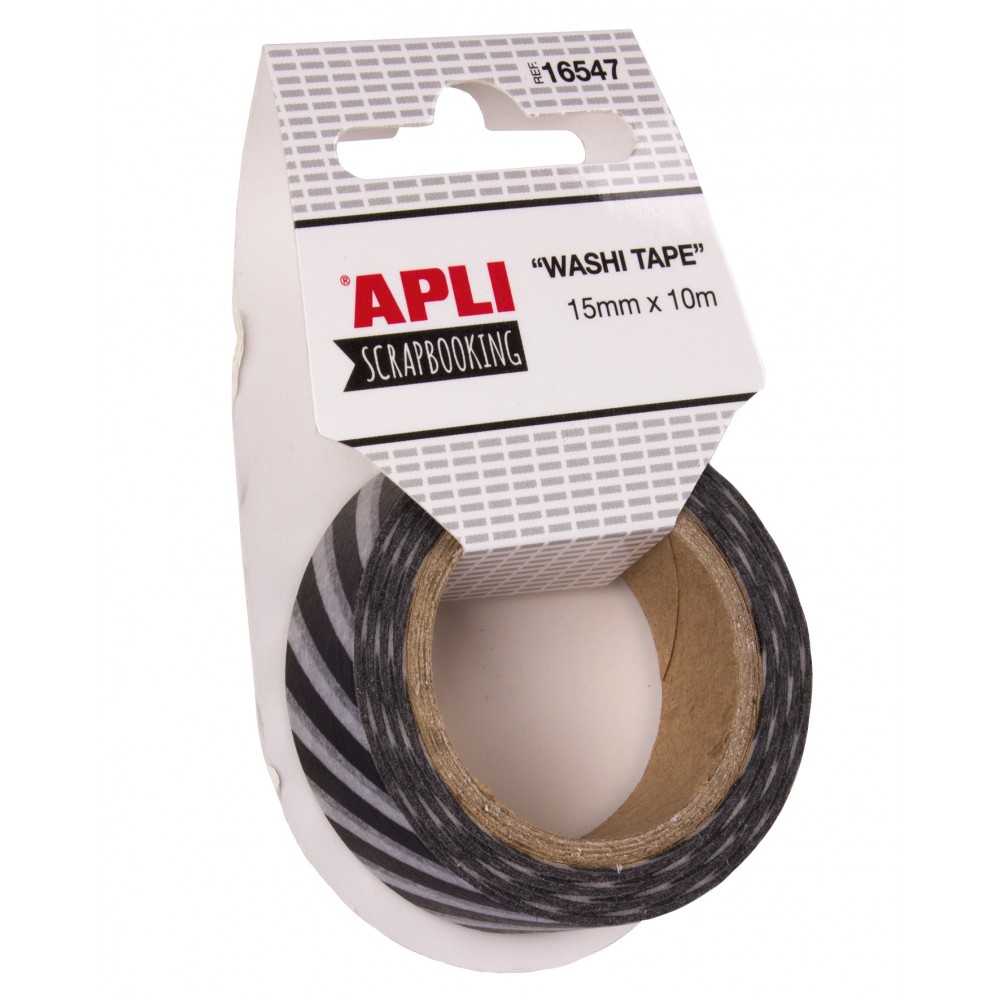 Cinta De Papel Washi Tape Rayas Negras 15mmx10m Apli 16547 COMPRAETIQUETAS