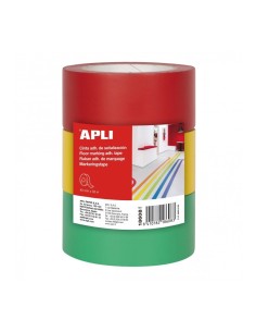 APLI 18589 Cinta de señalización de PVC solvente rojo y blanco 50 mm x 33 m 160 μm 