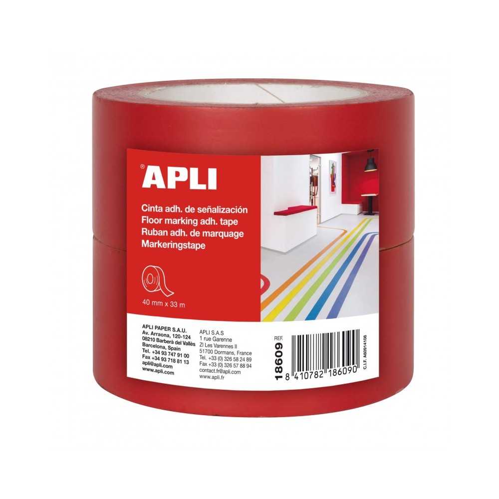 Cinta Señalización PVC Rojo 40 mm x 33 m Apli 18609