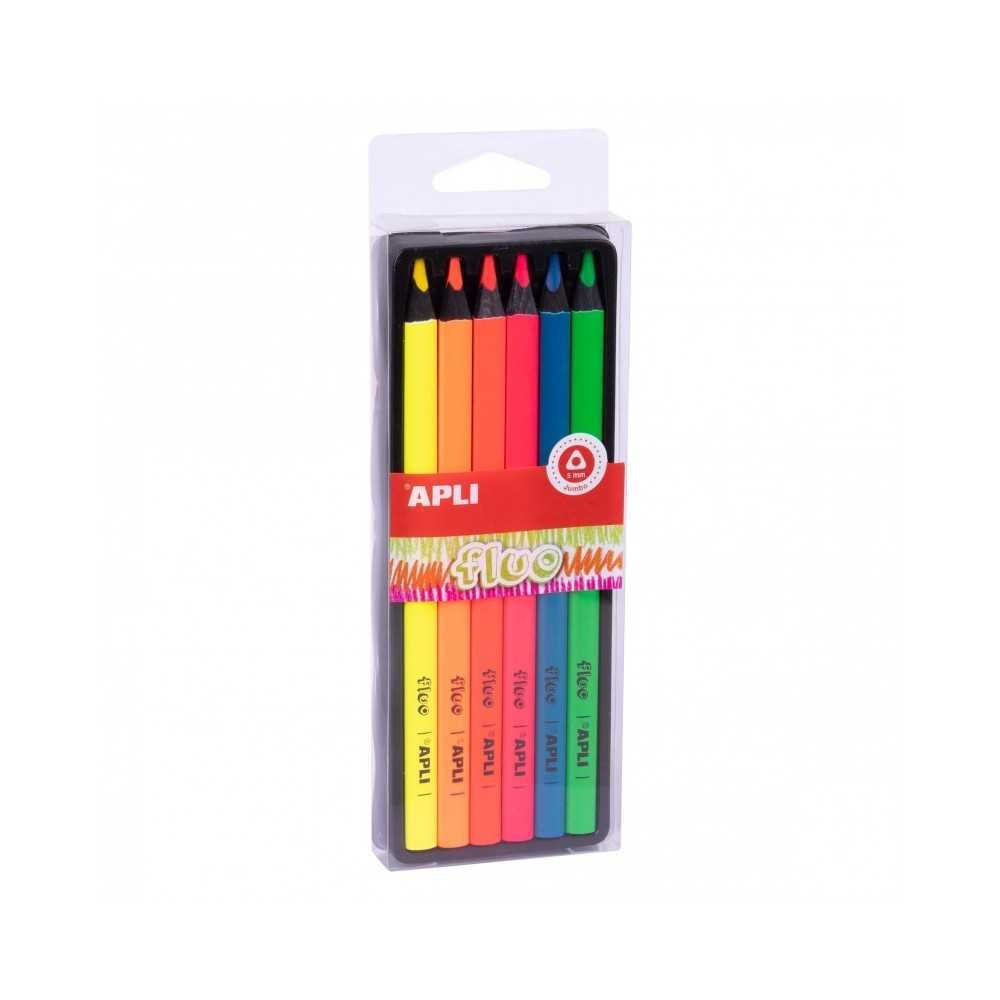 6 lápices Jumbo colores flúor. Apli. 18060