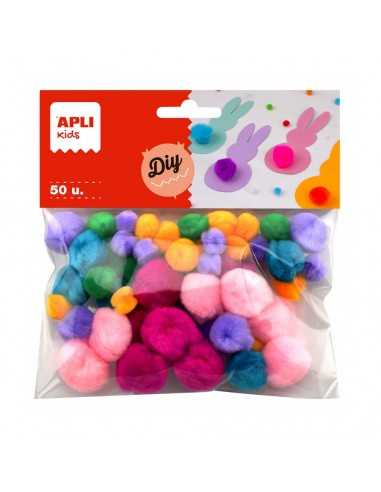 Pompones Colores Surtidos Tacto Suave 50u. Compraetiquetas