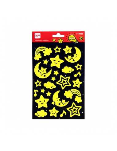 Apli 18559 Bolsa Pegatinas Luna Estrellas Luminiscentes 1H