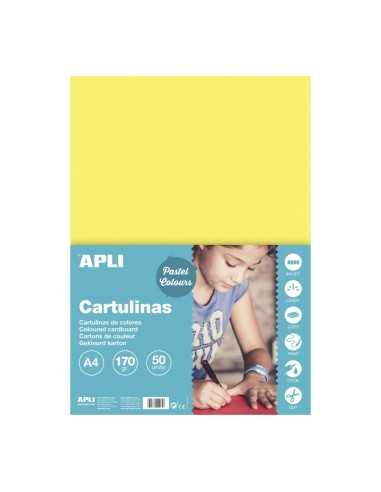 50 Hojas Cartulina Color Amarillo Claro A4 170gr Apli 14231