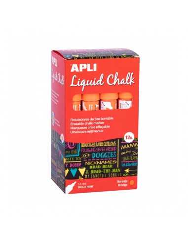 Rotuladores de Tiza Borrable Color Naranja 12 Uds Apli 18037