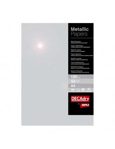 Papel Metalizado Color Plata A4 50H Apli PMA4071