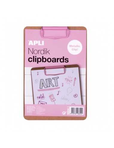 Portapapeles Rígido Madera A5 Clip Rosa Pastel Compraetiquetas