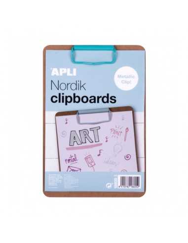Portapapeles Rígido Madera A5 Clip Azul Pastel Compraetiquetas