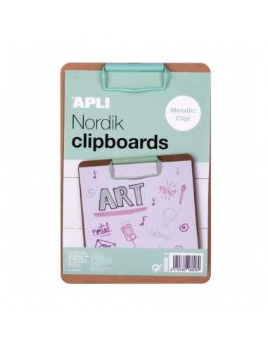 Portapapeles Rígido Madera A5 Clip Verde Pastel Compraetiquetas
