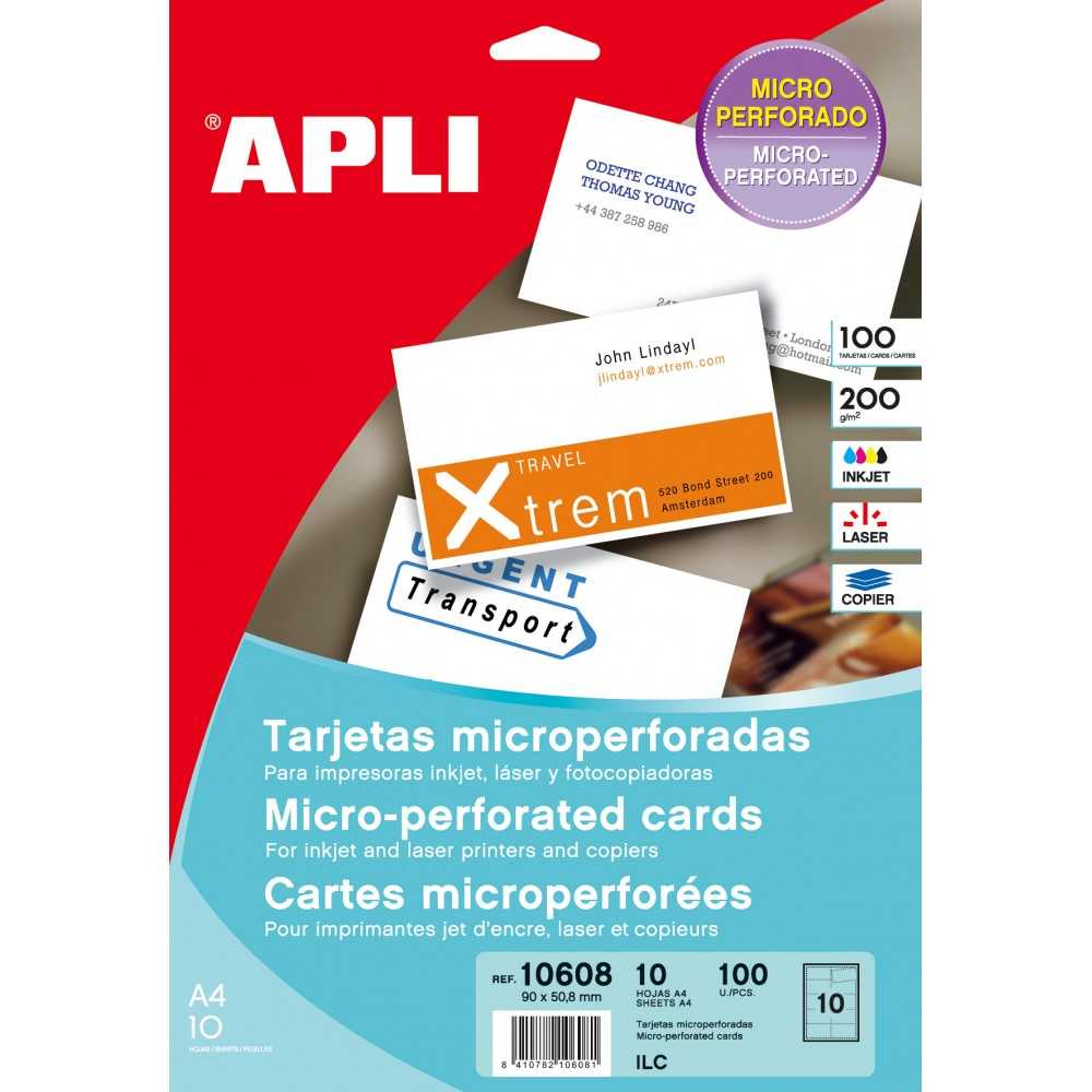 Tarjetas de Visita Microperforadas 90x50.8 mm 10H Apli 10608