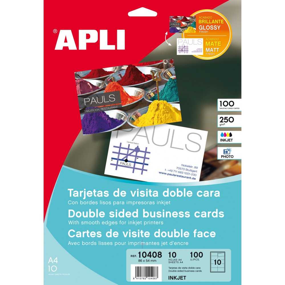 Tarjetas Visita Calidad Foto Doble Cara 86x54 mm 10H Apli 10408