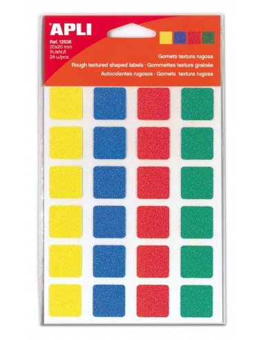 Apli 12536 Gomets Cuadrados Textura Rugosa Colores Surtidos
