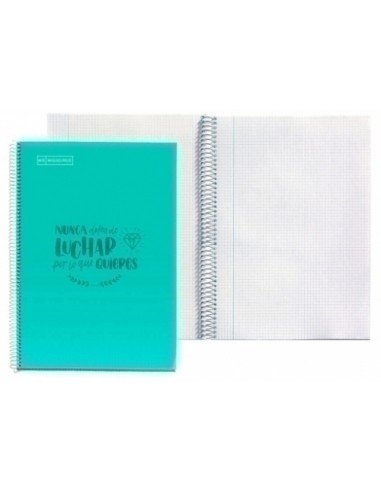 Cuaderno Tapa Polipropileno 4x4 Mensajes 80h Color Turquesa