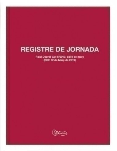 Libro Registro Jornada Laboral Fº 40 H Catalan