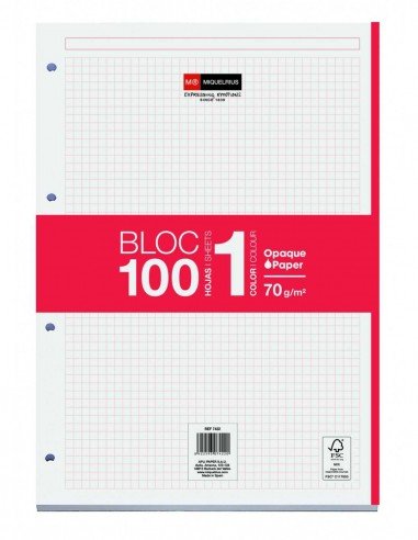 Bloc Encolado 100 Hojas Color Rojo MR7422